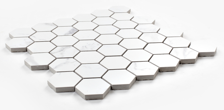 Malaysia Carrara Pre Matte 2 x 2 Hexagon Mosaic 12 x 12