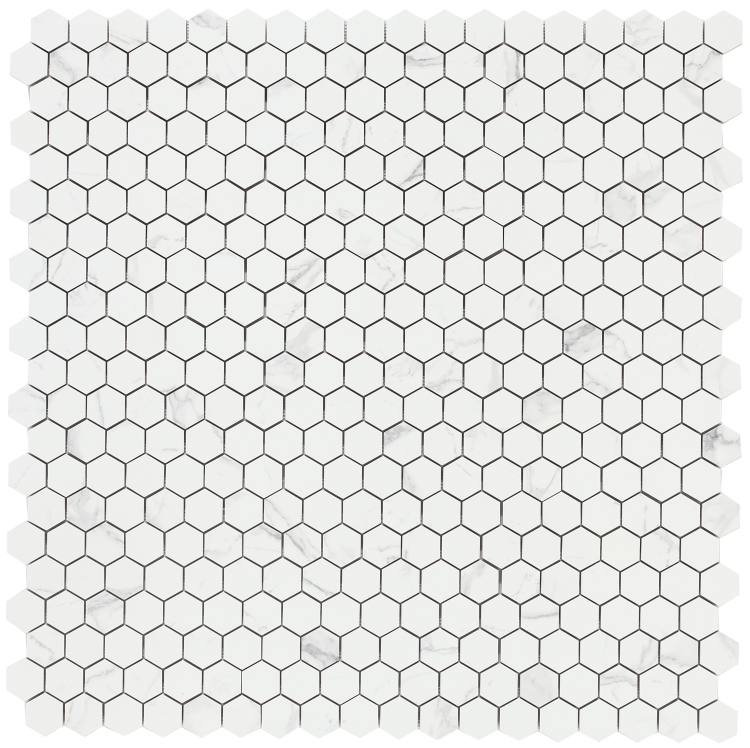 Malaysia Carrara Pre Matte 2 x 2 Hexagon Mosaic 12 x 12