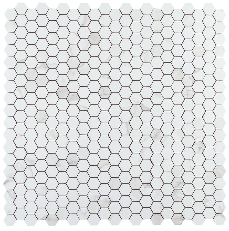 Malaysia Calacatta Dorado Matte 2 x 2 Hexagon Mosaic 12 x 12