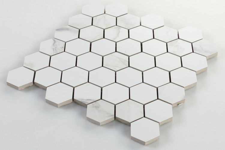 Malaysia Calacatta Dorado Matte 2 x 2 Hexagon Mosaic 12 x 12
