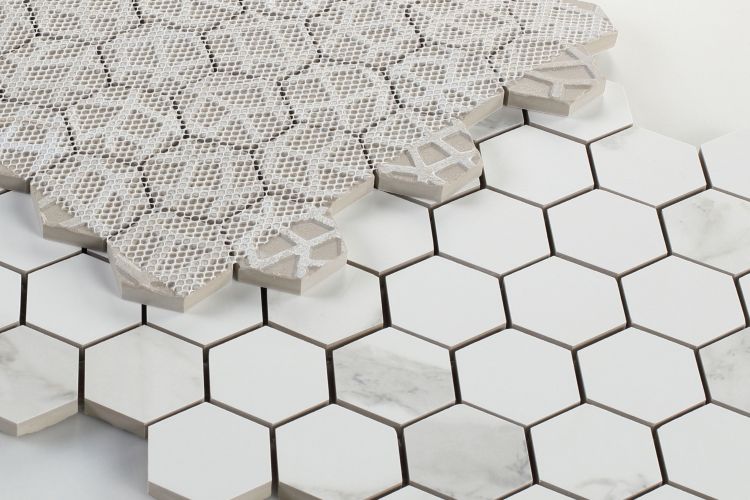 Malaysia Calacatta Dorado Matte 2 x 2 Hexagon Mosaic 12 x 12