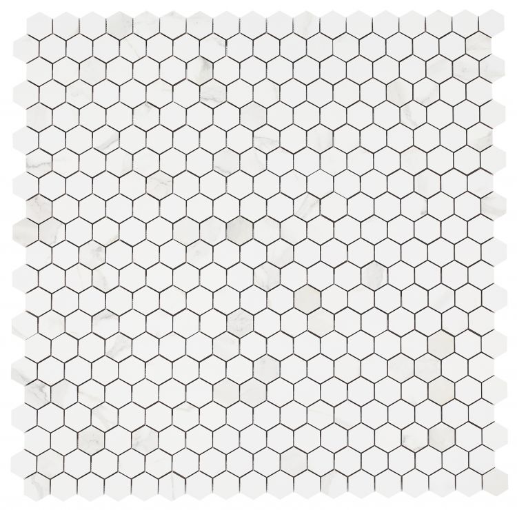 Malaysia Calacatta Dorado Polished 2 x 2 Hexagon Mosaic 12 x 12
