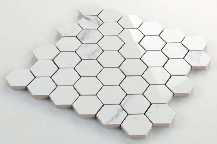 Malaysia Carrara Pre Polished Hexagon Mosaic 12 x 12