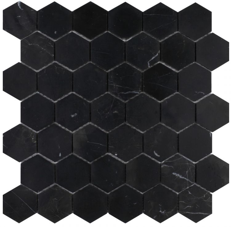 Hexagon Marquina Honed 2 x 2 12 x 12
