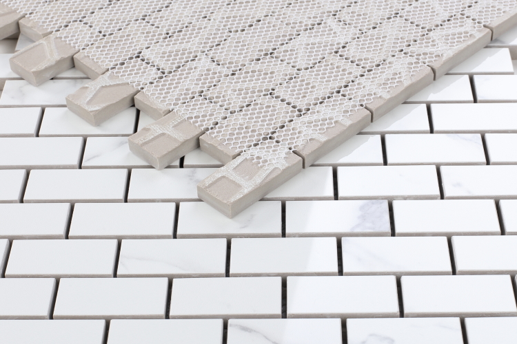 Malaysia Carrara Pre Polished Brick Mosaic 12 x 12