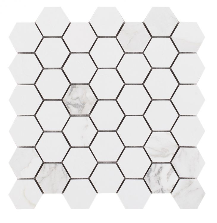 Malaysia Calacatta Dorado Stone 2 x 2 Hexagon Mosaic 12 x 12