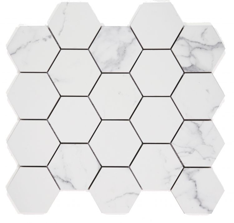 Malaysia Carrara Pre Matte 3 x 3 Hexagon Mosaic 11.75 x 12.75