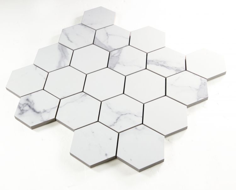 Malaysia Carrara Pre Matte 3 x 3 Hexagon Mosaic 11.75 x 12.75