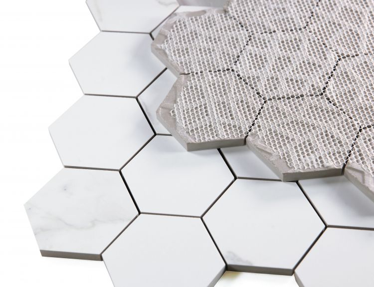 Malaysia Calacatta Dorado Matte 3 x 3 Hexagon Mosaic 11.75 x 12.75