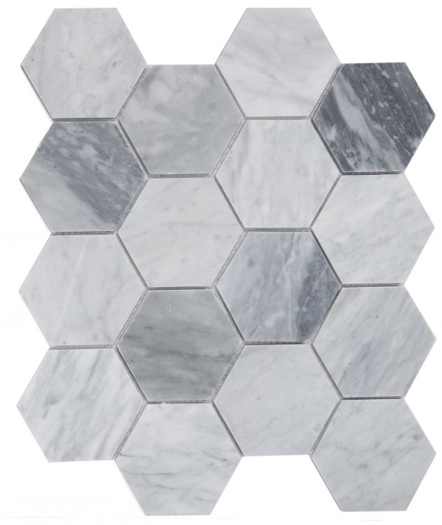 Hexagon Mix Grey Honed 3 x 3 10.25 x 11.75 Hexagon Mix Grey Honed 3 x 3 10.25 x 11.75