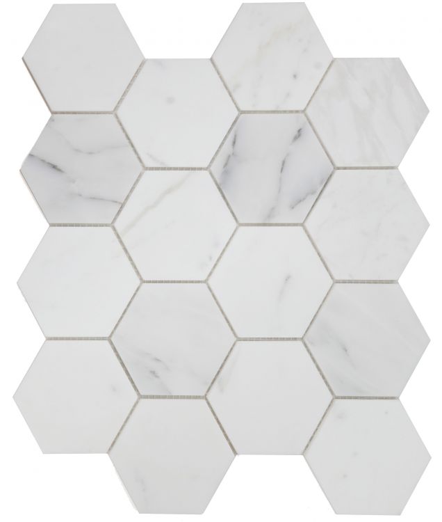 Hexagon Calacatta White Honed 3 x 3 10 x 11.5
