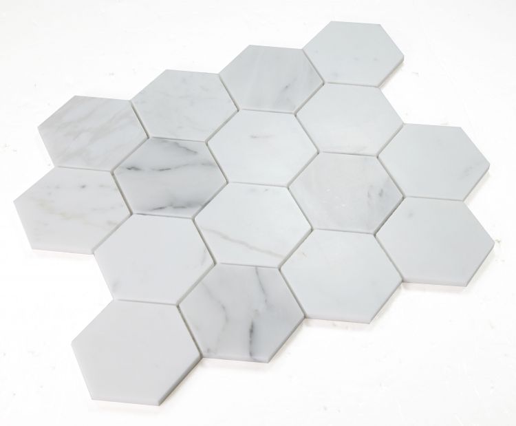 Hexagon Calacatta White Honed 3 x 3 10 x 11.5