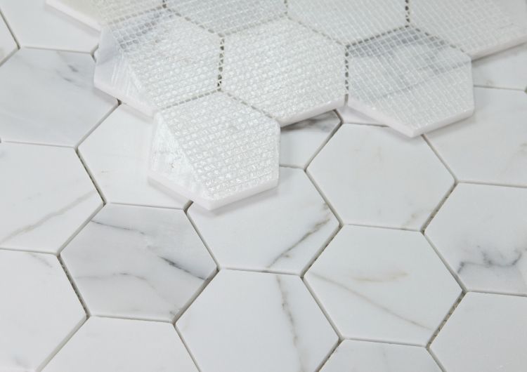 Hexagon Calacatta White Honed 3 x 3 10 x 11.5