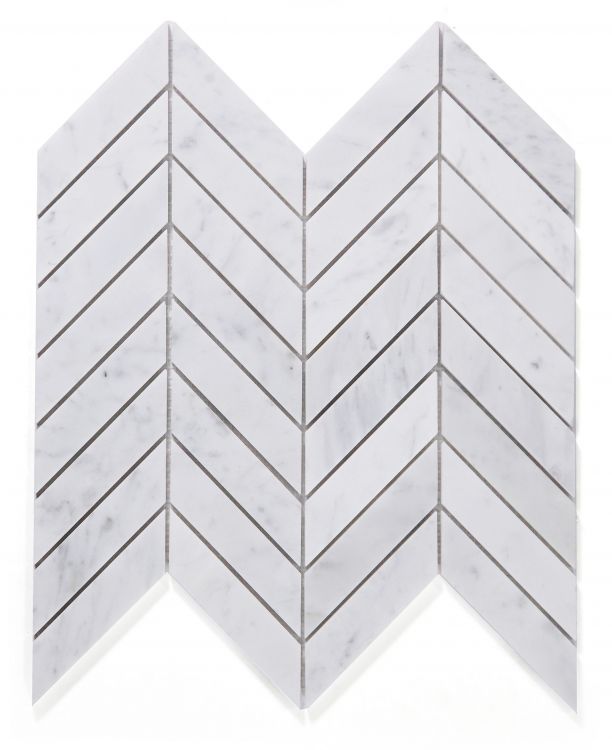 Chevron White Carrara Honed 10.75 x 11