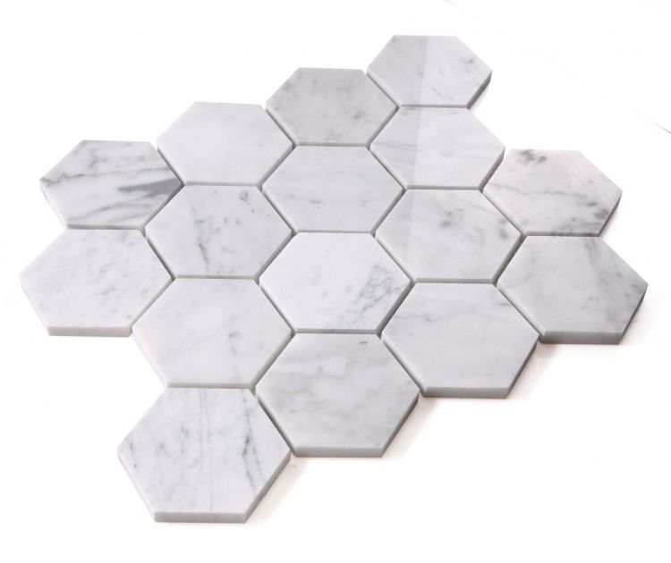 Hexagon Carrara Polished 3 x 3 10 x 11.5