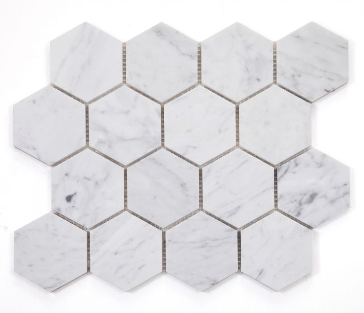 Hexagon Carrara Polished 3 x 3 10 x 11.5 Hexagon Carrara Polished 3 x 3 10 x 11.5