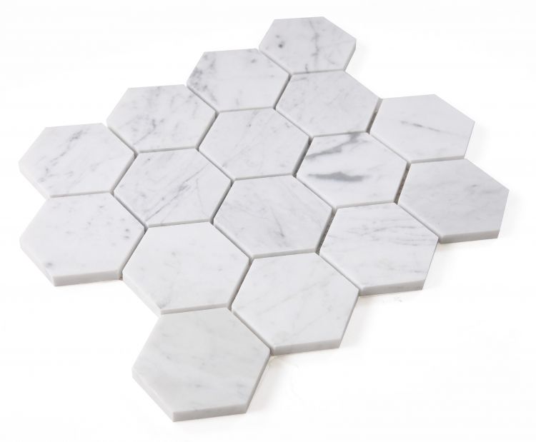 Hexagon Carrara Honed 3 x 3 10 x 11.50