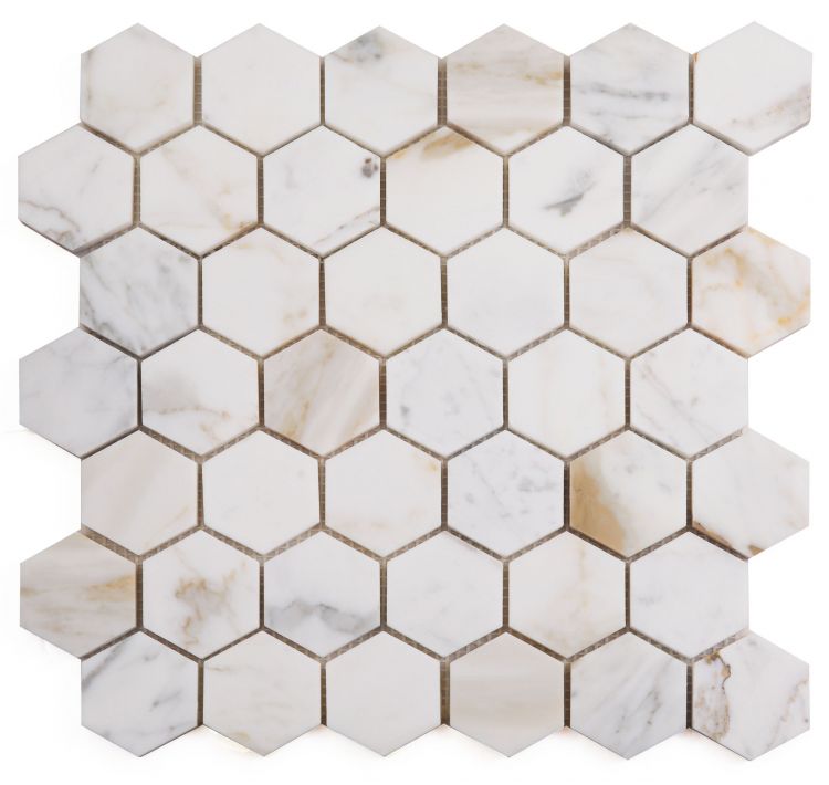 Hexagon Calacatta Gold Polished 2 x 2 11.75 x 12