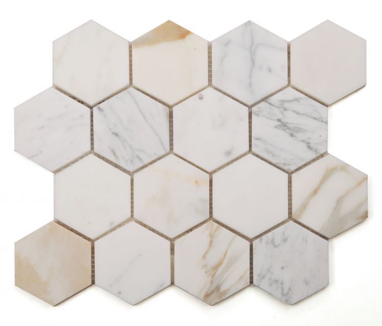 Hexagon Calacatta Gold Honed 3 x 3 10 x 11.5