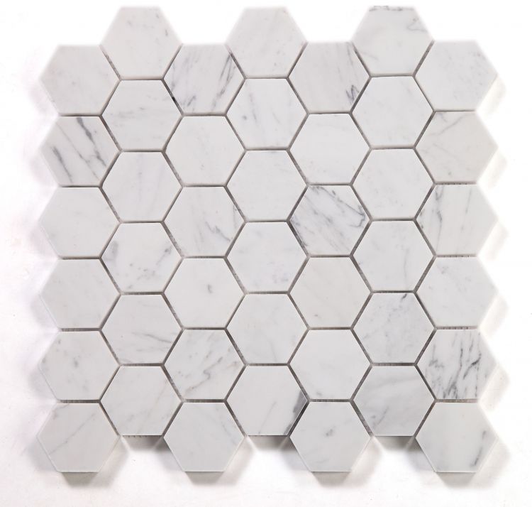 Hexagon Calacatta White Honed 2 x 2 11.75 x 12