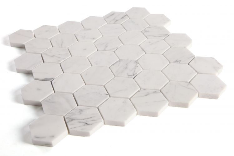Hexagon Calacatta White Honed 2 x 2 11.75 x 12