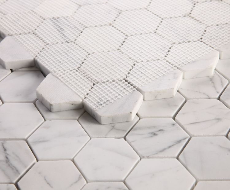 Hexagon Calacatta White Honed 2 x 2 11.75 x 12