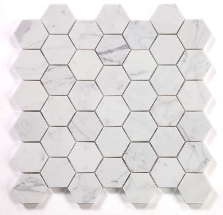 Hexagon Calacatta White Polished 2 x 2 11.75 x 12
