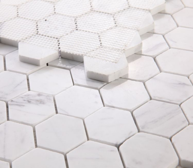 Hexagon Calacatta White Polished 2 x 2 11.75 x 12