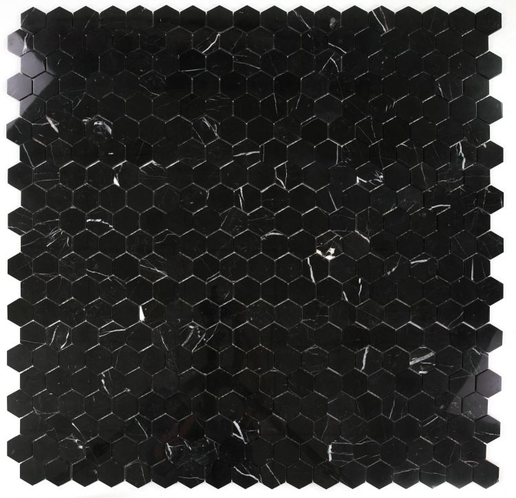 Hexagon Marquina Polished 2 x 2 11.75 x 11.75
