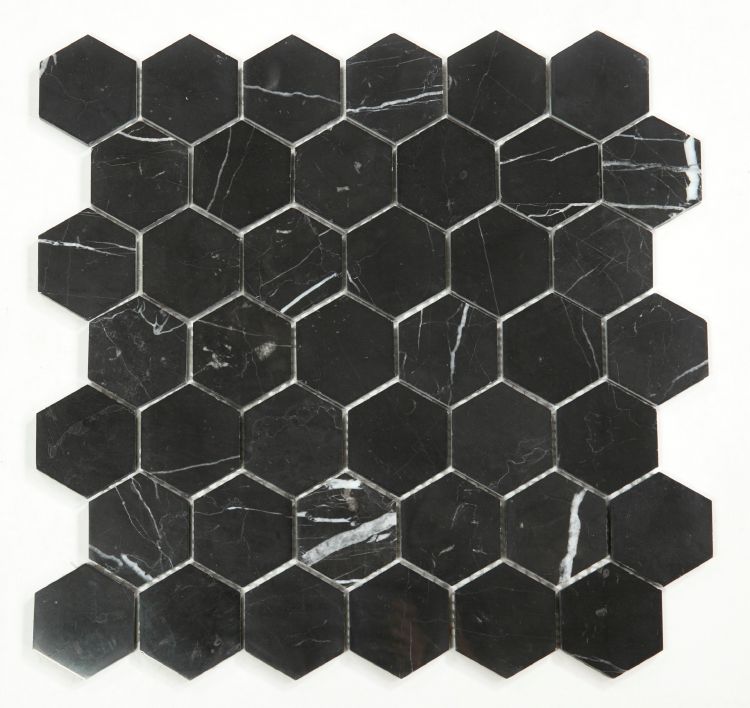 Hexagon Marquina Polished 2 x 2 11.75 x 11.75