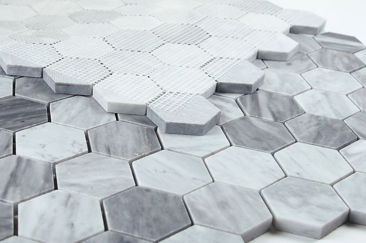 Hexagon Mix Grey Honed 2 x 2 11.75 x 12