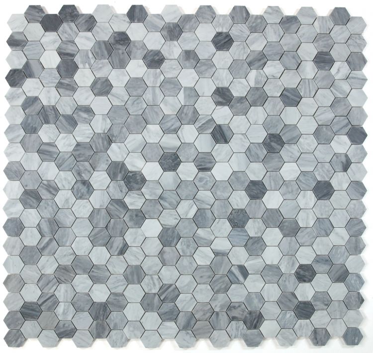 Hexagon Mix Grey Honed 2 x 2 11.75 x 12