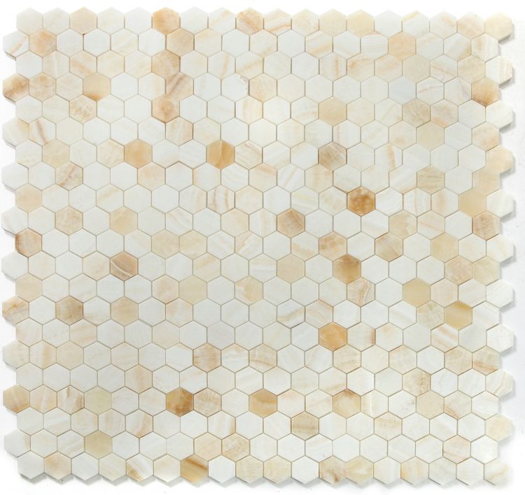 Hexagon Onyx Ivory Honed 2 x 2 11.75 x 12