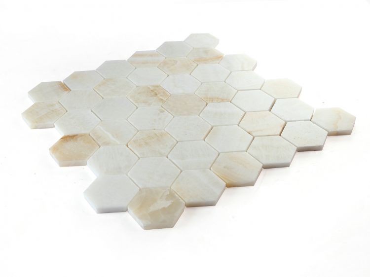 Hexagon Onyx Ivory Honed 2 x 2 11.75 x 12